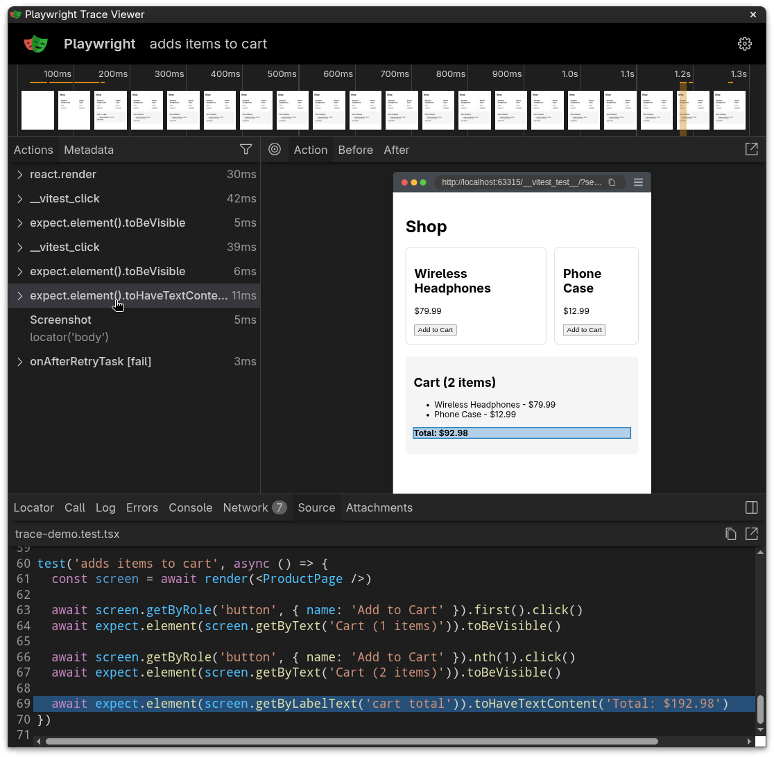 Trace Viewer 显示追踪时间线和渲染的组件