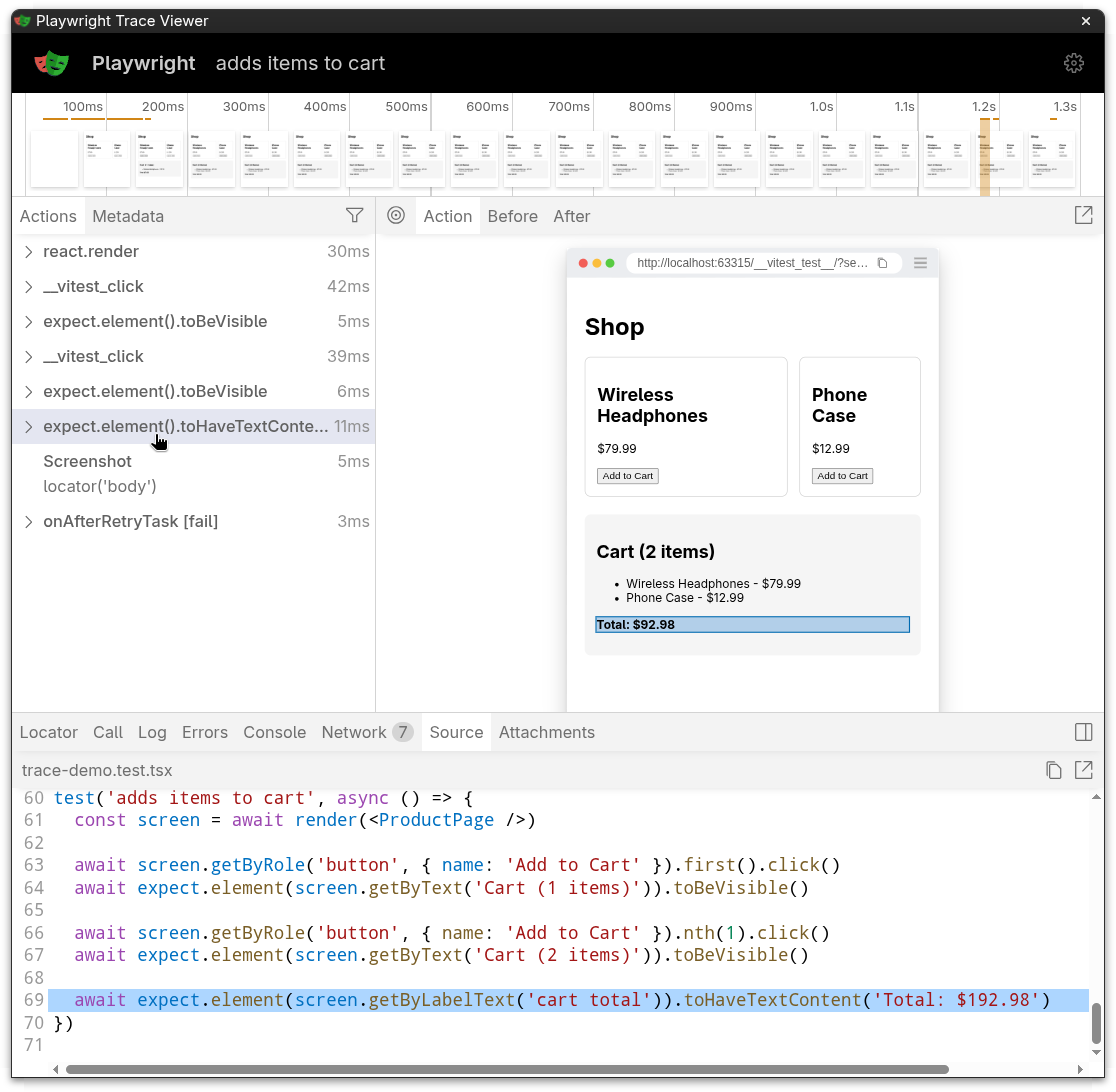 Trace Viewer 显示追踪时间线和渲染的组件